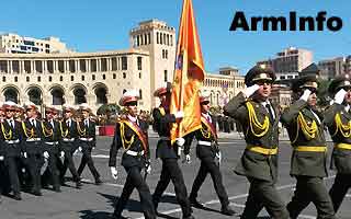 Military personnel of the 102-RMB in Armenia for the first time took  part in the military parade dedicated to 100th anniversary of First  Republic