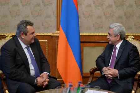 Президент Армении и министр обороны Греции обсудили перспективы сотрудничества