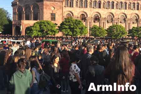 A large-scale rally of  "Make a step, reject Serzh" movement takes  place on the Republic Square in Yerevan right now. (video)