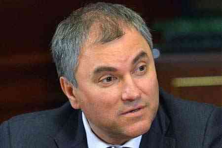 Volodin and Sharmazanov highlighted deepening of the Armenian-Russian  inter-parliamentary relations