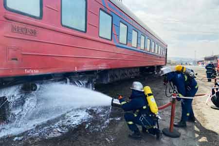 ЮКЖД и МЧС Армении провели совместные учения на железнодорожном транспорте