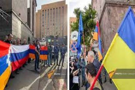 Сасна Црер и антивоенное движение «Ковчег» Михаила Ходорковского провели в Ереване антироссийскую акцию протеста
