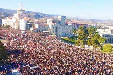 Simultaneous rallies of nationwide movement for sake of saving  Artsakh held in Yerevan and Stepanakert