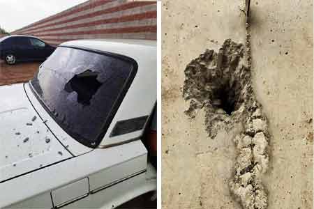 В результате огня, открытого ВС Азербайджана в направлении Ерасха поврежден гражданский автомобиль и строение