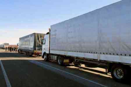 Truck drivers protest on Yerevan-Gyumri road