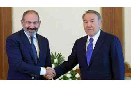 Пашинян и Назарбаев договорились о встрече 29 мая в Астане в рамках юбилейного саммита ЕАЭС