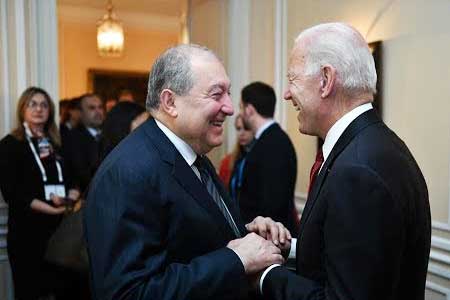 Armenian President congratulates Joe Biden on taking office as  President of the United States