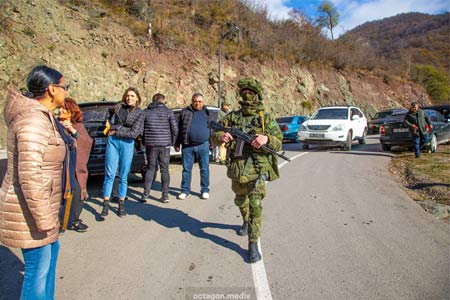 Motor rally participants met with NK RPC Deputy Commander at  checkpoint in Lachin corridor 