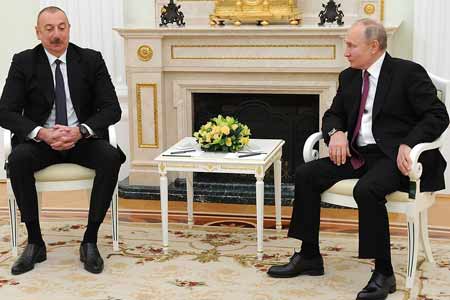 Putin notes Russian-Azerbaijani relations` high level. Aliyev  expresses hope for agreement on provisions of peace treaty with  Yerevan