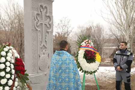 Cross-stone commemorating Artsakh war heroes set up on ARMENAL  premises  