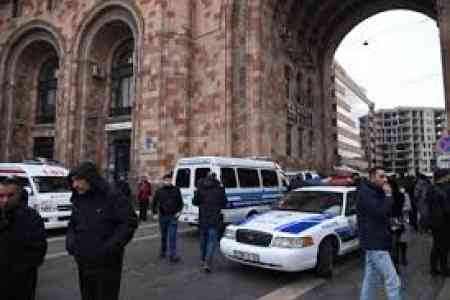 Police detained three protesters near Armenian government building